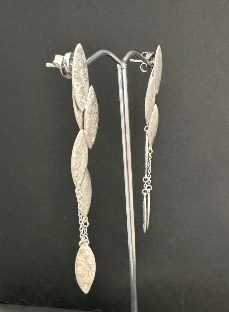 Ohrstecker 925 Silber mit Plättchen in Navettform